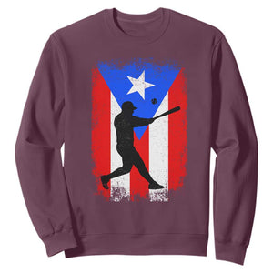 Puerto Rico Flag Baseball Sweatshirt Cool Distressed Jersey Gift Boricua Boys TS10 Maroon Print Your Wear