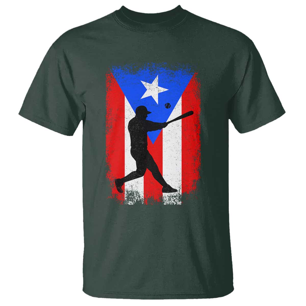 Puerto Rico Flag Baseball T Shirt Cool Distressed Jersey Gift Boricua Boys TS10 Dark Forest Green Print Your Wear