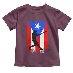 Puerto Rico Flag Baseball Toddler T Shirt Cool Distressed Jersey Gift Boricua Boys TS10 Maroon Print Your Wear