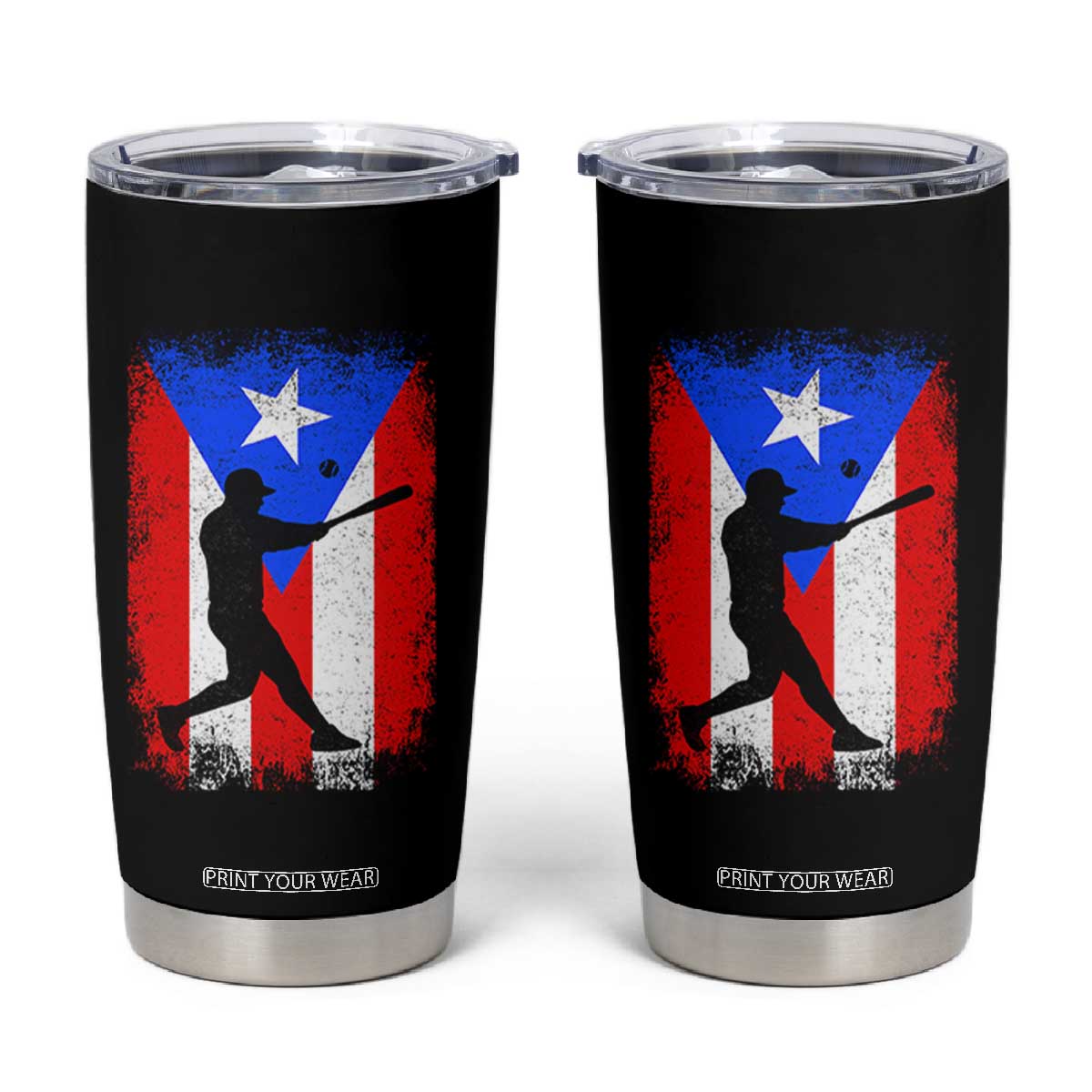 Puerto Rico Flag Baseball Tumbler Cup Cool Distressed Jersey Gift Boricua Boys TS10 Black Print Your Wear