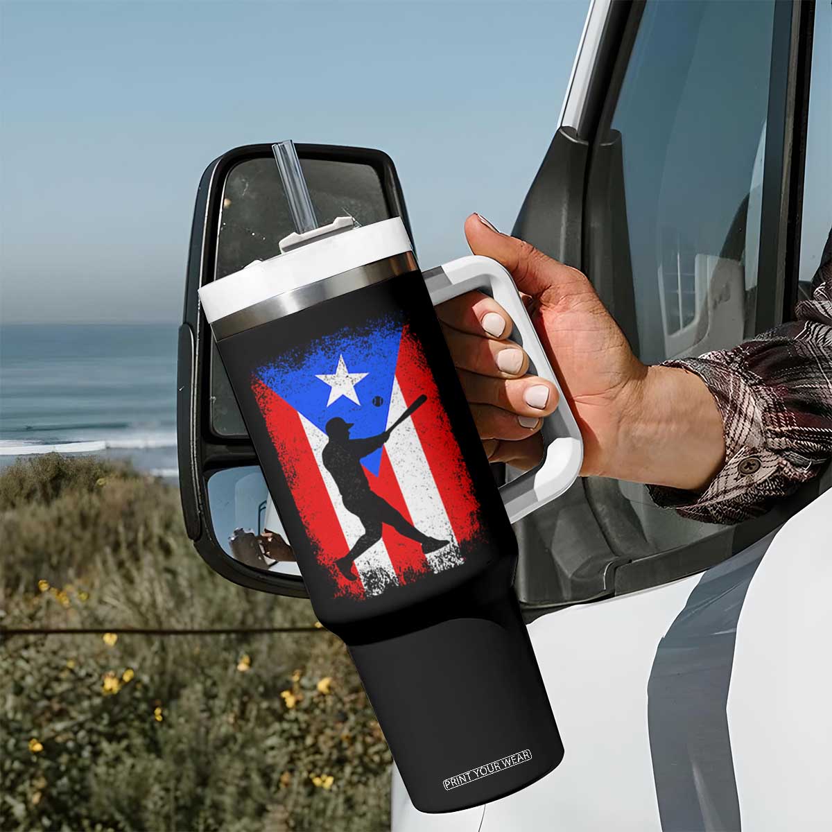 Puerto Rico Flag Baseball Tumbler With Handle Cool Distressed Jersey Gift Boricua Boys TS10 Print Your Wear