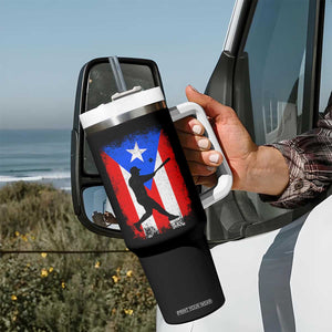 Puerto Rico Flag Baseball Tumbler With Handle Cool Distressed Jersey Gift Boricua Boys TS10 Print Your Wear