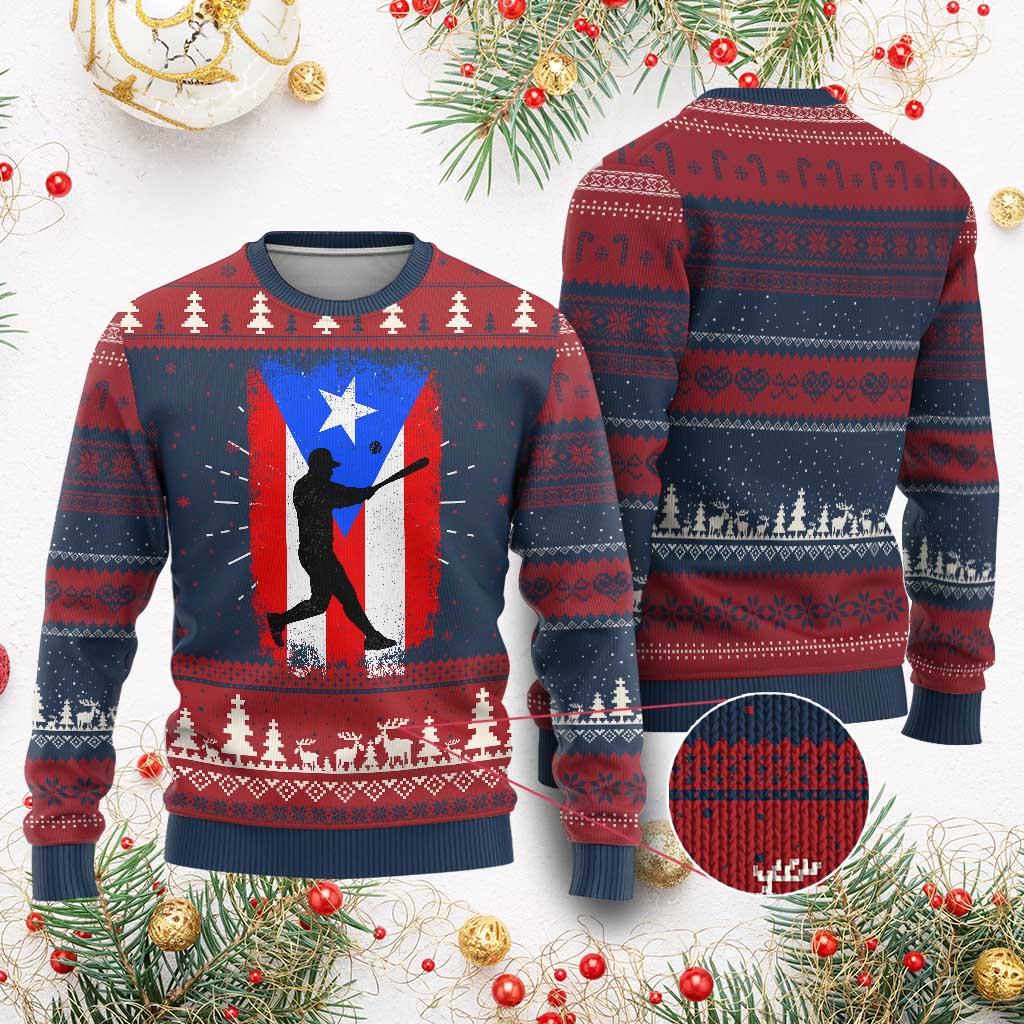 Puerto Rico Flag Baseball Knit Sweatshirt Cool Distressed Jersey Gift Boricua Boys TS10 Burgundy Print Your Wear