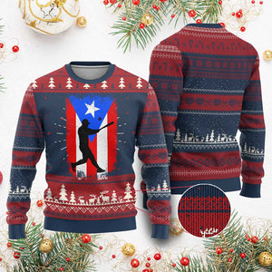Puerto Rico Flag Baseball Knit Sweatshirt Cool Distressed Jersey Gift Boricua Boys TS10 Burgundy Print Your Wear