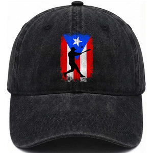 Puerto Rico Flag Baseball Washed Cotton Baseball Cap Cool Distressed Jersey Gift Boricua Boys TS10 Washed Cap Universal Fit Black Print Your Wear