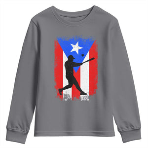 Puerto Rico Flag Baseball Youth Sweatshirt Cool Distressed Jersey Gift Boricua Boys TS10 Charcoal Print Your Wear