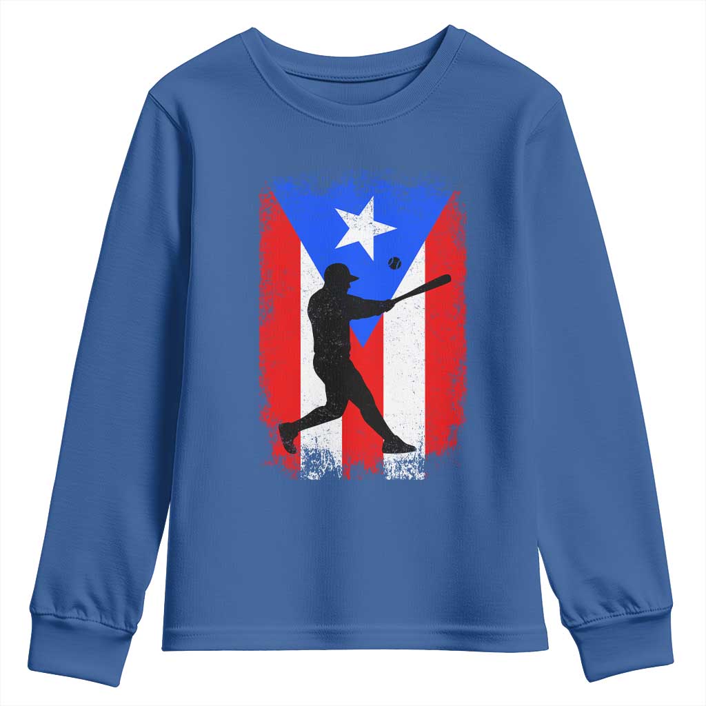 Puerto Rico Flag Baseball Youth Sweatshirt Cool Distressed Jersey Gift Boricua Boys TS10 Royal Blue Print Your Wear