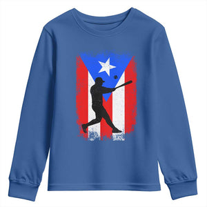 Puerto Rico Flag Baseball Youth Sweatshirt Cool Distressed Jersey Gift Boricua Boys TS10 Royal Blue Print Your Wear
