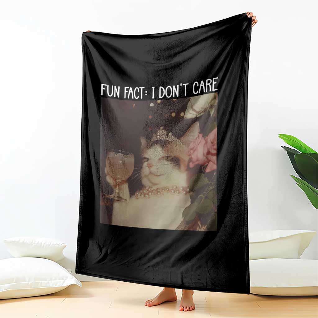 Cat Meme Throw Blanket Fun Fact I Dont Care Funny Saying Quote TS10 Print Your Wear