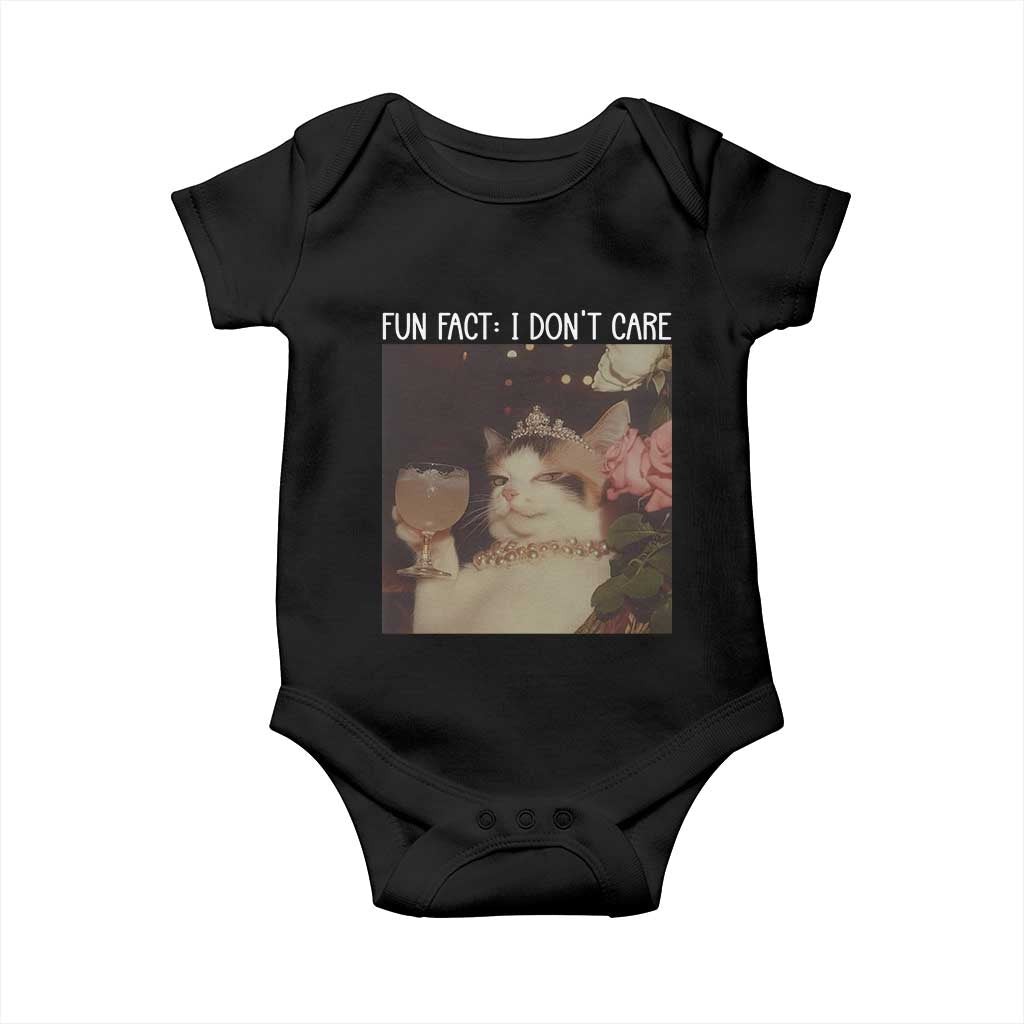 Cat Meme Baby Onesie Fun Fact I Dont Care Funny Saying Quote TS10 Black Print Your Wear