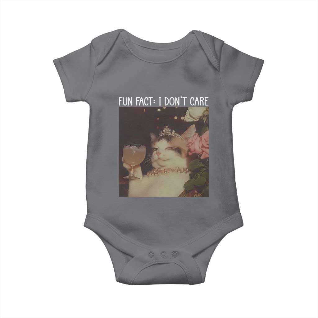 Cat Meme Baby Onesie Fun Fact I Dont Care Funny Saying Quote TS10 Charcoal Print Your Wear