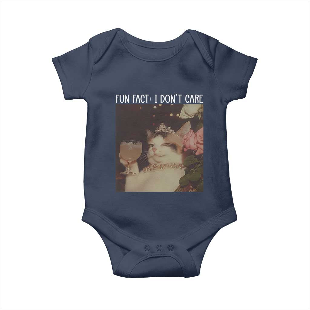 Cat Meme Baby Onesie Fun Fact I Dont Care Funny Saying Quote TS10 Navy Print Your Wear