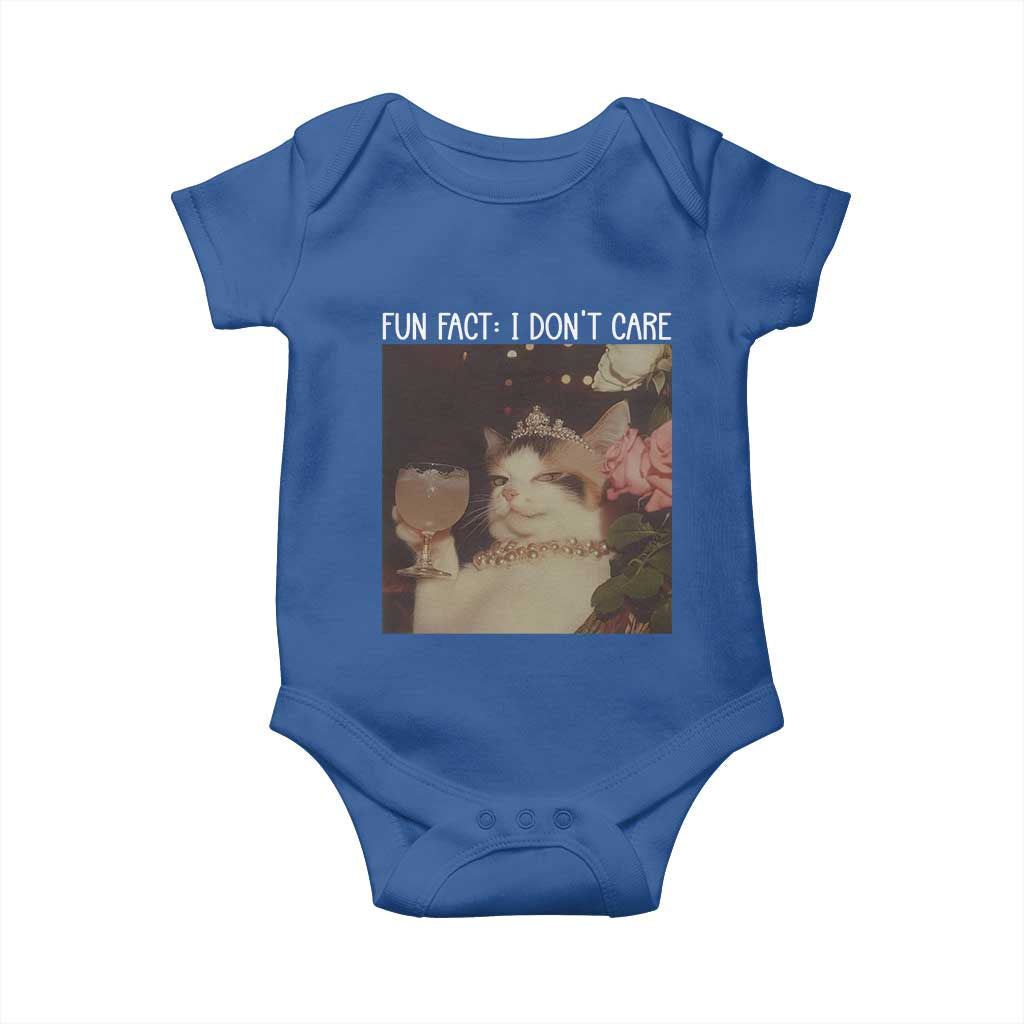 Cat Meme Baby Onesie Fun Fact I Dont Care Funny Saying Quote TS10 Royal Blue Print Your Wear