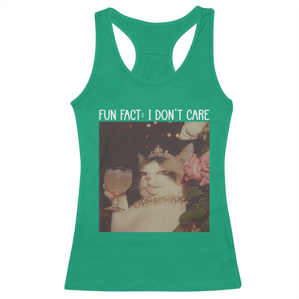 Cat Meme Racerback Tank Top Fun Fact I Dont Care Funny Saying Quote TS10 Irish Green Print Your Wear