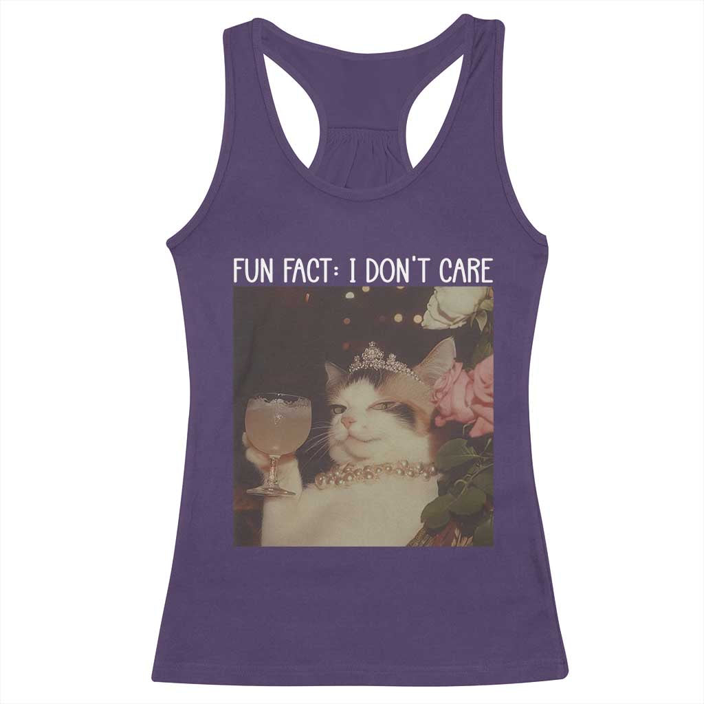 Cat Meme Racerback Tank Top Fun Fact I Dont Care Funny Saying Quote TS10 Purple Print Your Wear