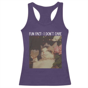 Cat Meme Racerback Tank Top Fun Fact I Dont Care Funny Saying Quote TS10 Purple Print Your Wear