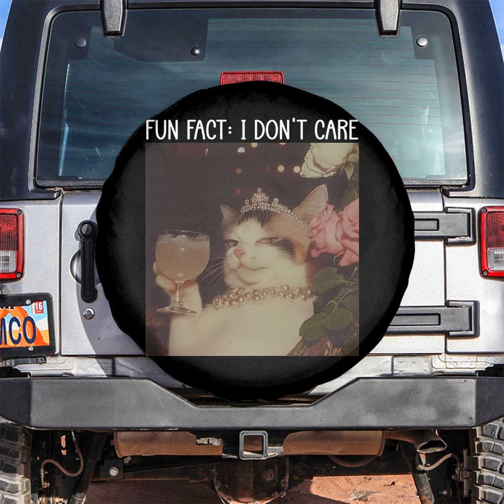 Cat Meme Spare Tire Cover Fun Fact I Dont Care Funny Saying Quote TS10 No hole Black Print Your Wear