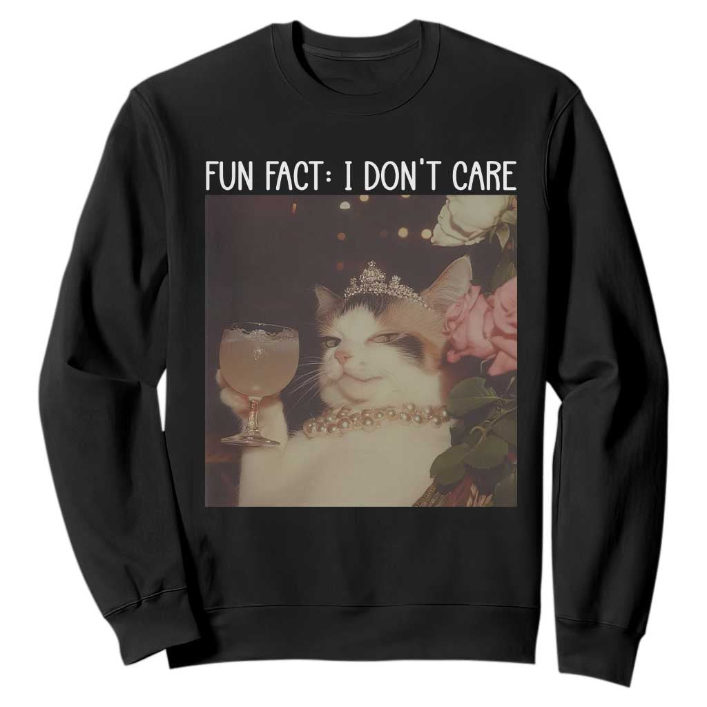 Cat Meme Sweatshirt Fun Fact I Dont Care Funny Saying Quote TS10 Black Print Your Wear