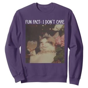 Cat Meme Sweatshirt Fun Fact I Dont Care Funny Saying Quote TS10 Purple Print Your Wear