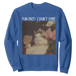 Cat Meme Sweatshirt Fun Fact I Dont Care Funny Saying Quote TS10 Royal Blue Print Your Wear