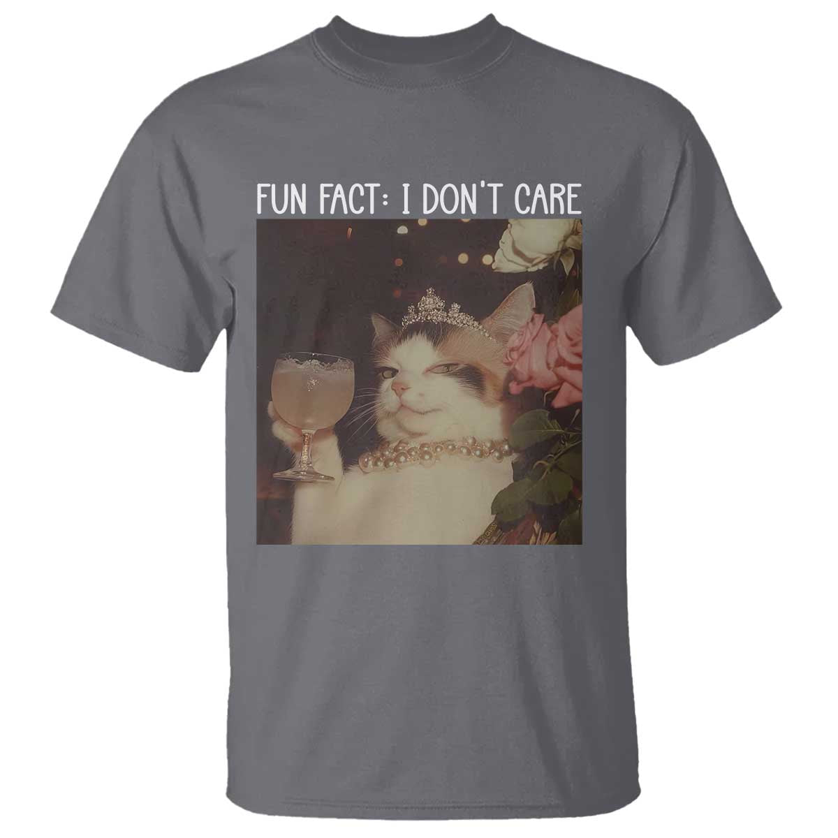 Cat Meme T Shirt Fun Fact I Dont Care Funny Saying Quote TS10 Charcoal Print Your Wear