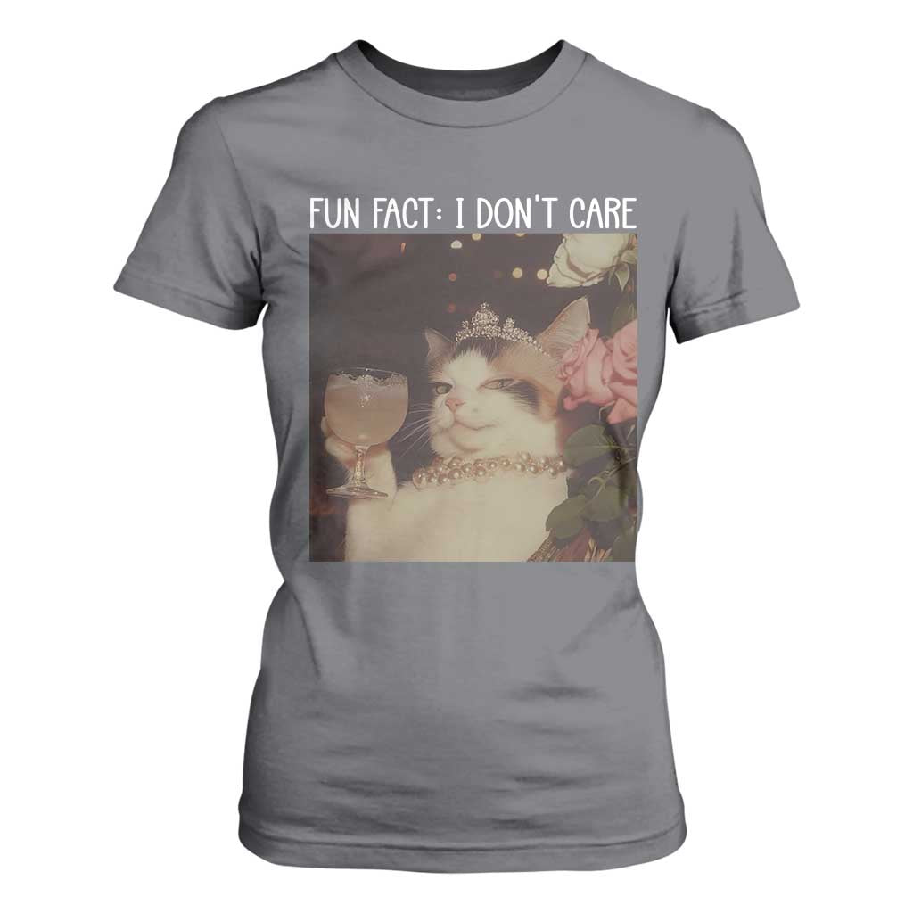 Cat Meme T Shirt For Women Fun Fact I Dont Care Funny Saying Quote TS10 Charcoal Print Your Wear