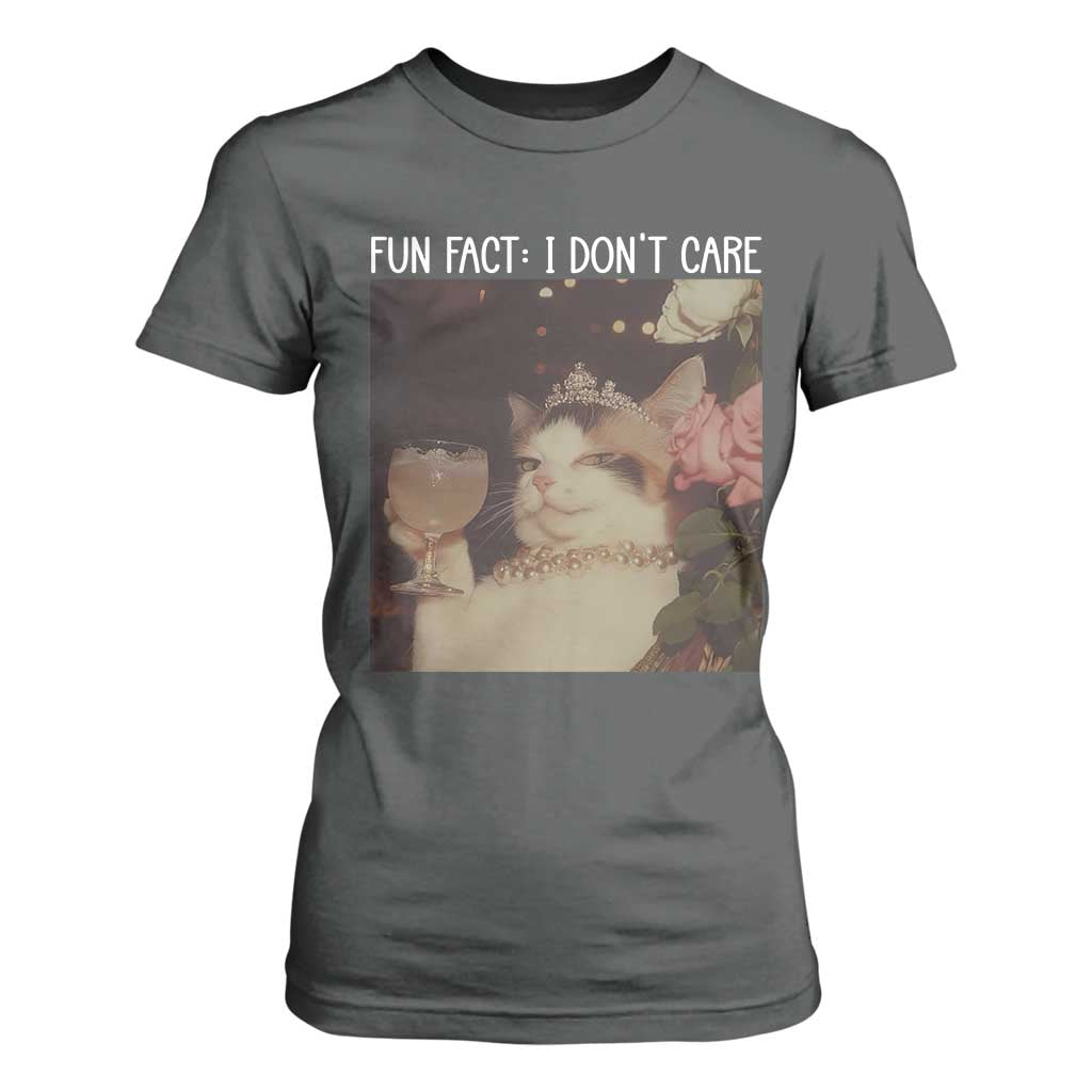 Cat Meme T Shirt For Women Fun Fact I Dont Care Funny Saying Quote TS10 Dark Heather Print Your Wear