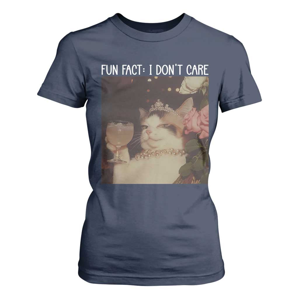 Cat Meme T Shirt For Women Fun Fact I Dont Care Funny Saying Quote TS10 Navy Print Your Wear