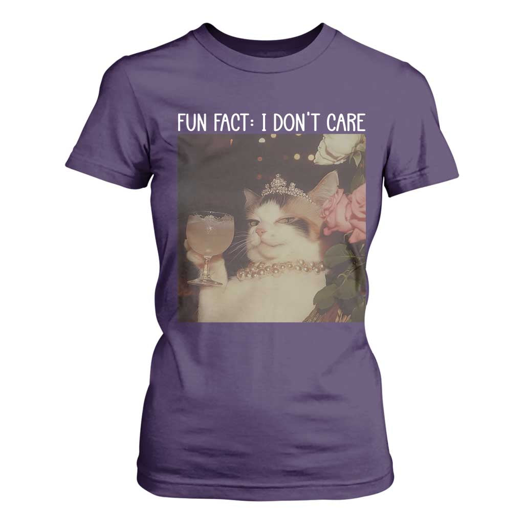 Cat Meme T Shirt For Women Fun Fact I Dont Care Funny Saying Quote TS10 Purple Print Your Wear