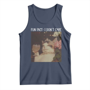 Cat Meme Tank Top Fun Fact I Dont Care Funny Saying Quote TS10 Navy Print Your Wear