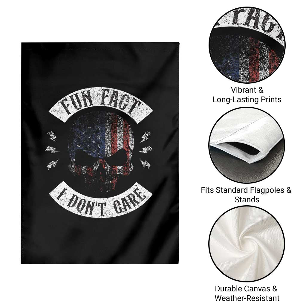 Fun Fact I Dont Care Garden Flag Retro US Flag Skull Skeleton Funny Saying Quote TS10 Print Your Wear
