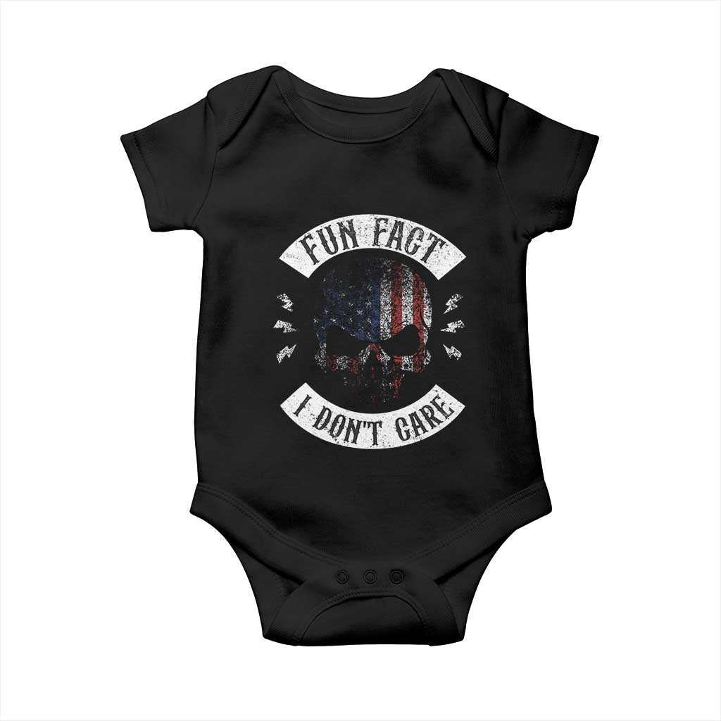 Fun Fact I Dont Care Baby Onesie Retro US Flag Skull Skeleton Funny Saying Quote TS10 Black Print Your Wear