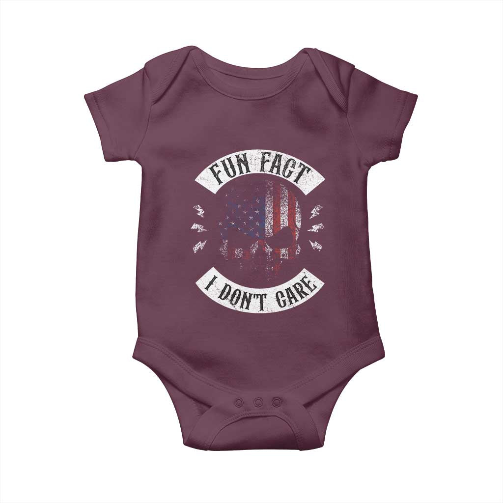 Fun Fact I Dont Care Baby Onesie Retro US Flag Skull Skeleton Funny Saying Quote TS10 Maroon Print Your Wear