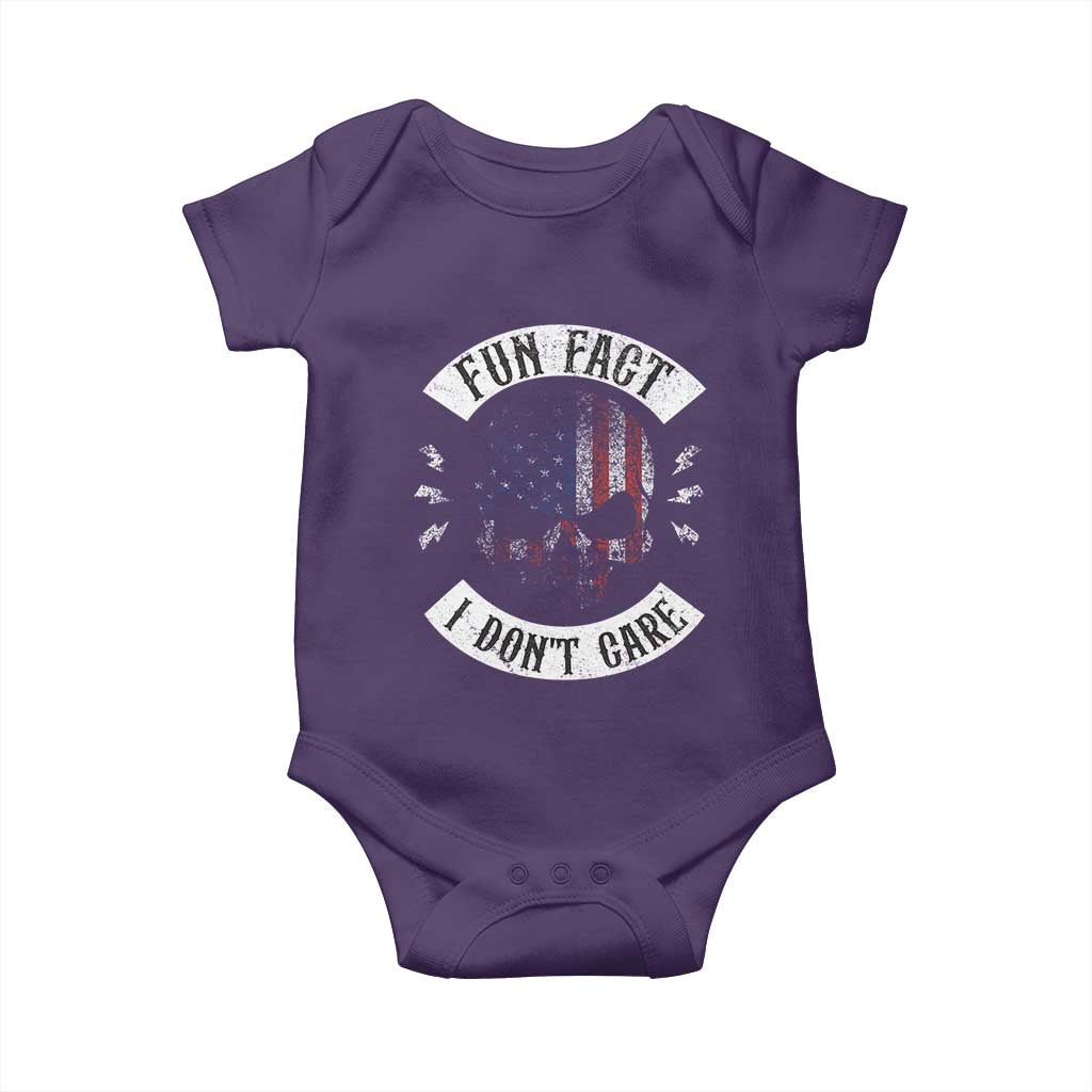 Fun Fact I Dont Care Baby Onesie Retro US Flag Skull Skeleton Funny Saying Quote TS10 Purple Print Your Wear