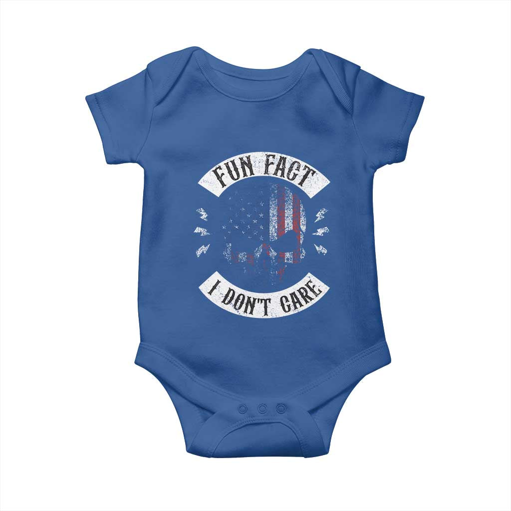 Fun Fact I Dont Care Baby Onesie Retro US Flag Skull Skeleton Funny Saying Quote TS10 Royal Blue Print Your Wear
