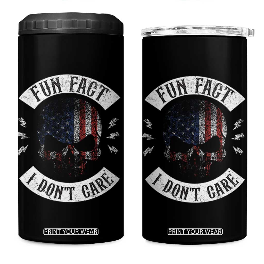 Fun Fact I Dont Care 4 in 1 Can Cooler Tumbler Retro US Flag Skull Skeleton Funny Saying Quote TS10 One Size: 16 oz Black Print Your Wear