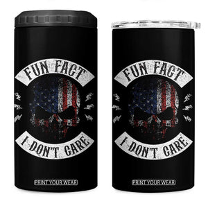 Fun Fact I Dont Care 4 in 1 Can Cooler Tumbler Retro US Flag Skull Skeleton Funny Saying Quote TS10 One Size: 16 oz Black Print Your Wear