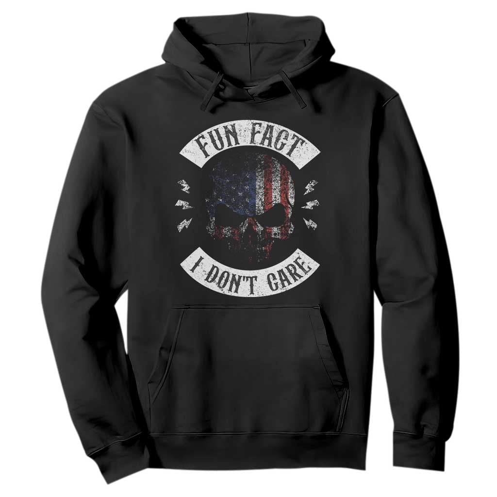 Fun Fact I Dont Care Hoodie Retro US Flag Skull Skeleton Funny Saying Quote TS10 Black Print Your Wear