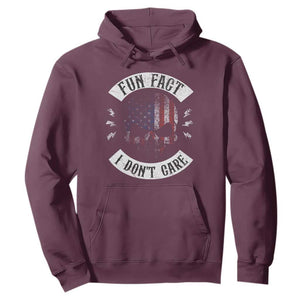 Fun Fact I Dont Care Hoodie Retro US Flag Skull Skeleton Funny Saying Quote TS10 Maroon Print Your Wear