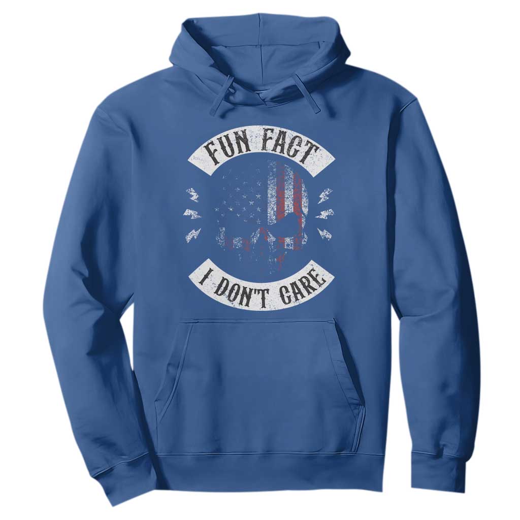 Fun Fact I Dont Care Hoodie Retro US Flag Skull Skeleton Funny Saying Quote TS10 Royal Blue Print Your Wear