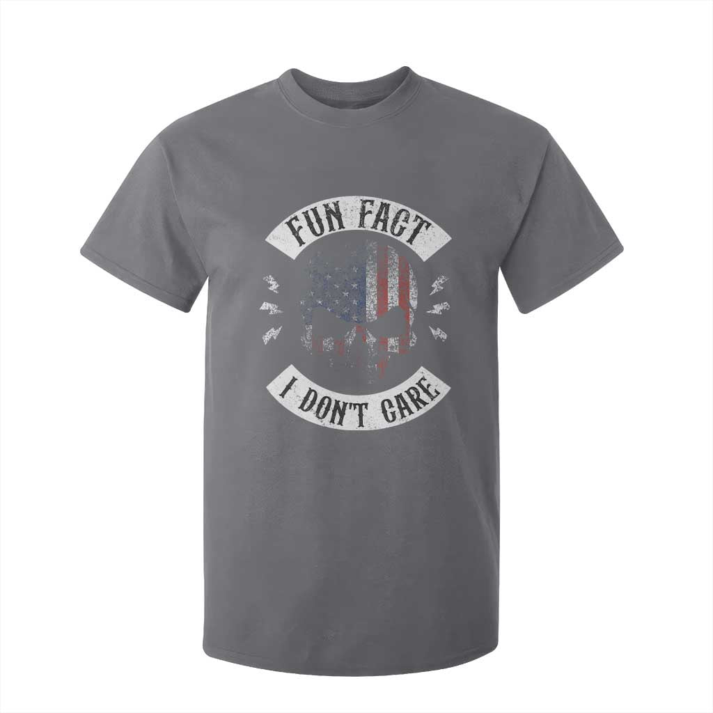 Fun Fact I Dont Care T Shirt For Kid Retro US Flag Skull Skeleton Funny Saying Quote TS10 Charcoal Print Your Wear