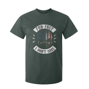 Fun Fact I Dont Care T Shirt For Kid Retro US Flag Skull Skeleton Funny Saying Quote TS10 Dark Forest Green Print Your Wear