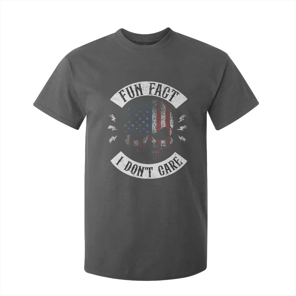 Fun Fact I Dont Care T Shirt For Kid Retro US Flag Skull Skeleton Funny Saying Quote TS10 Dark Heather Print Your Wear