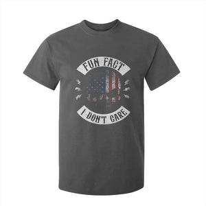 Fun Fact I Dont Care T Shirt For Kid Retro US Flag Skull Skeleton Funny Saying Quote TS10 Dark Heather Print Your Wear