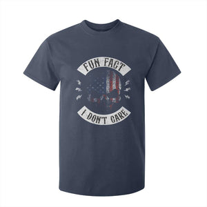 Fun Fact I Dont Care T Shirt For Kid Retro US Flag Skull Skeleton Funny Saying Quote TS10 Navy Print Your Wear