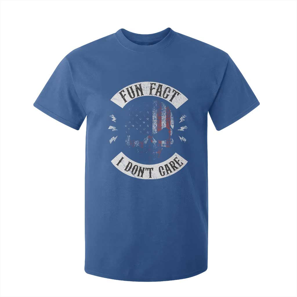 Fun Fact I Dont Care T Shirt For Kid Retro US Flag Skull Skeleton Funny Saying Quote TS10 Royal Blue Print Your Wear
