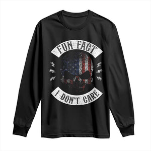 Fun Fact I Dont Care Long Sleeve Shirt Retro US Flag Skull Skeleton Funny Saying Quote TS10 Black Print Your Wear