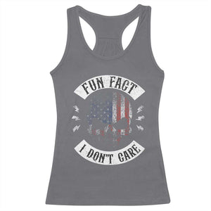Fun Fact I Dont Care Racerback Tank Top Retro US Flag Skull Skeleton Funny Saying Quote TS10 Charcoal Print Your Wear