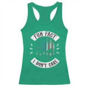 Fun Fact I Dont Care Racerback Tank Top Retro US Flag Skull Skeleton Funny Saying Quote TS10 Irish Green Print Your Wear