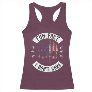 Fun Fact I Dont Care Racerback Tank Top Retro US Flag Skull Skeleton Funny Saying Quote TS10 Maroon Print Your Wear